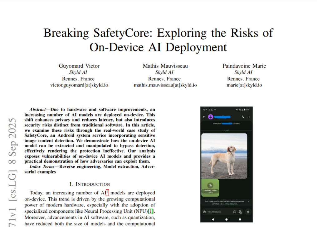 Breaking SafetyCore: Exploring the Risks of On-Device AI Deployment